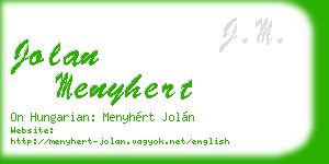 jolan menyhert business card